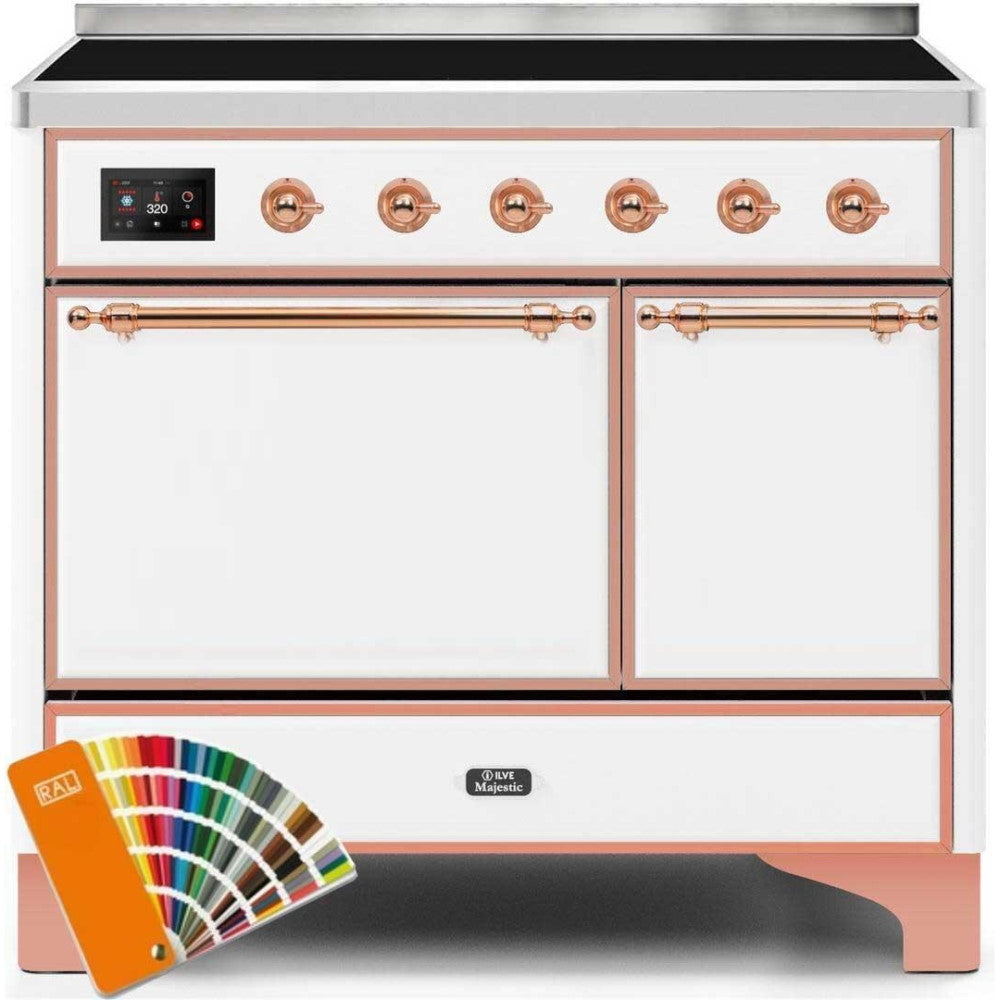 ILVE 40" Majestic II Series Freestanding Electric Double Oven Range with 6 Elements, Solid Door, Convection Oven, TFT Oven Control Display and Child Lock - UMDI10Q