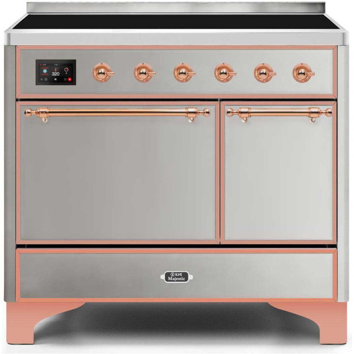 ILVE 40" Majestic II Series Freestanding Electric Double Oven Range with 6 Elements, Solid Door, Convection Oven, TFT Oven Control Display and Child Lock - UMDI10Q