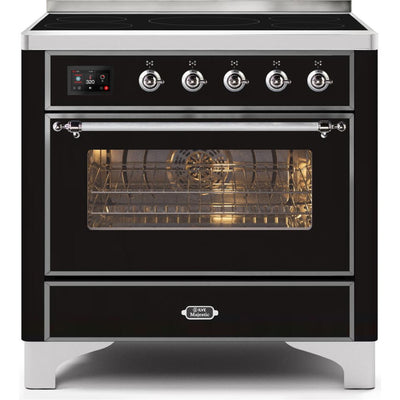 ILVE 36" Majestic II Series Freestanding Electric Single Oven Range with 5 Elements,  Triple Glass Cool Door, Convection Oven, TFT Oven Control Display and Child Lock - UMI09NS3