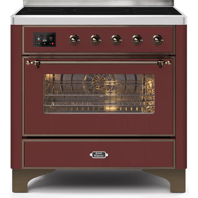ILVE 36" Majestic II Series Freestanding Electric Single Oven Range with 5 Elements,  Triple Glass Cool Door, Convection Oven, TFT Oven Control Display and Child Lock - UMI09NS3