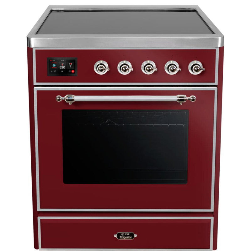 ILVE 30" Majestic II Series Freestanding Electric Single Oven Range with 4 Elements,  Triple Glass Cool Door, Convection Oven, TFT Oven Control Display and Child Lock - UMI30