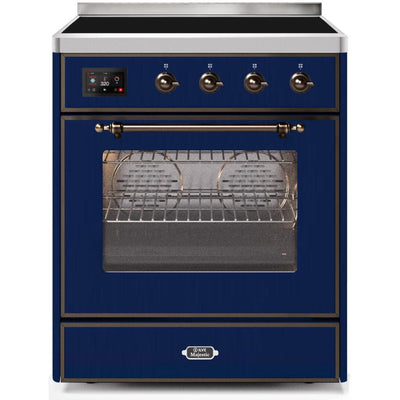 ILVE 30" Majestic II Series Freestanding Electric Single Oven Range with 4 Elements,  Triple Glass Cool Door, Convection Oven, TFT Oven Control Display and Child Lock - UMI30