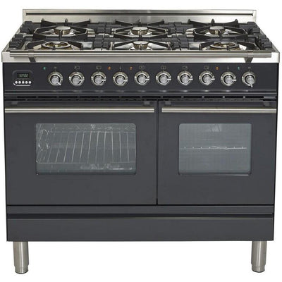 ILVE 40" Professional Plus Series Freestanding Double Oven Dual Fuel Range with 6 Sealed Burners - UPDW1006D
