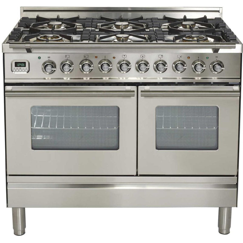 ILVE 40" Professional Plus Series Freestanding Double Oven Dual Fuel Range with 6 Sealed Burners - UPDW1006D