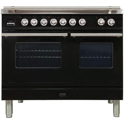 ILVE 40" Professional Plus Series Freestanding Double Oven Dual Fuel Range with 5 Sealed Burners and Griddle - UPDW100FDM