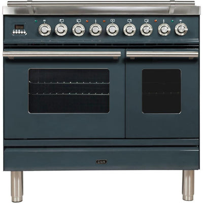 ILVE 36" Professional Plus Series Freestanding Double Oven Dual Fuel Range with 5 Sealed Burners and Griddle - UPDW90FDM