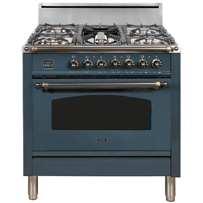 ILVE 36" Nostalgie Series Freestanding Single Oven Gas Range with 5 Sealed Burners and Griddle (UPN90FDV)