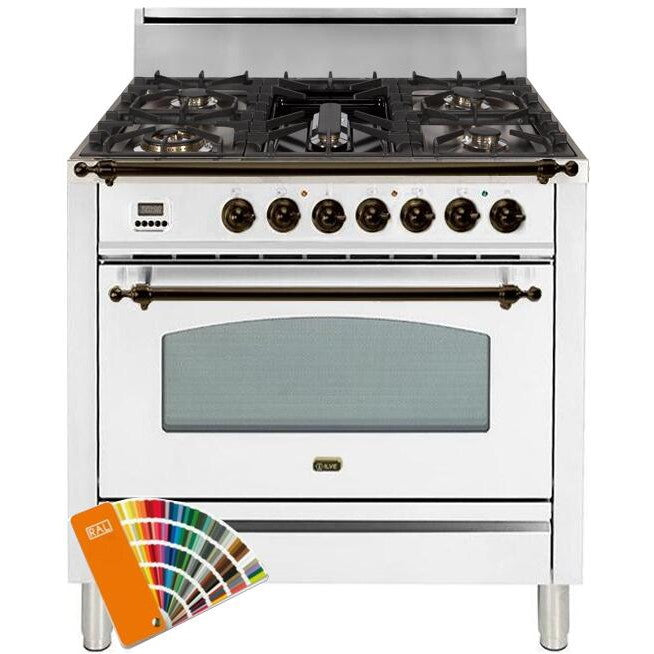 ILVE 36" Nostalgie Series Freestanding Single Oven Gas Range with 5 Sealed Burners and Griddle (UPN90FDV)