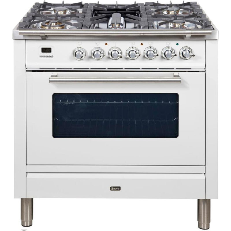 ILVE 36" Professional Plus Series Freestanding Single Oven Dual Fuel Range with 5 Sealed Burners and Griddle - UPW90FDM