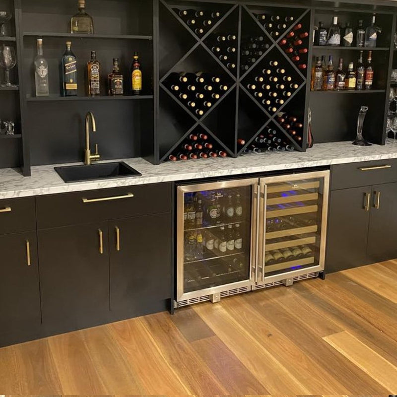 KingsBottle KBU50BW3 48 Inch Glass Door Wine And Beverage Fridge Center Built In