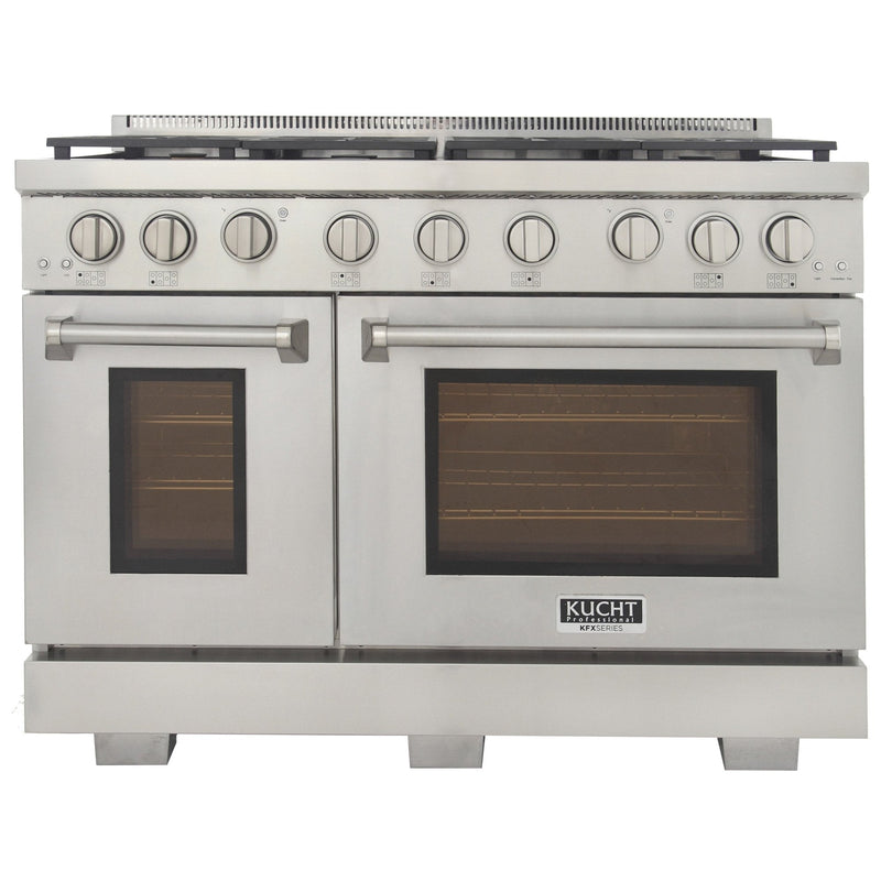 Kucht Appliance Package - 48 in. Natural Gas Range in Stainless Steel and Wall Range Hood, AP-KFX480