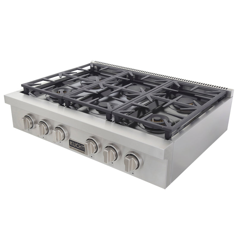 Kucht Professional Series 36 in. Sealed Burner Rangetop with Color Knobs, KFX369T / KFX369T/LP