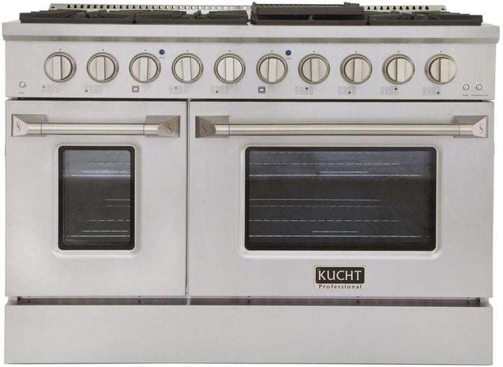 Kucht Professional 48 in. 6.7 cu ft. Natural Gas Range, Range Hood, Microwave Drawer, Dishwasher Package, AP-KNG481-S-4