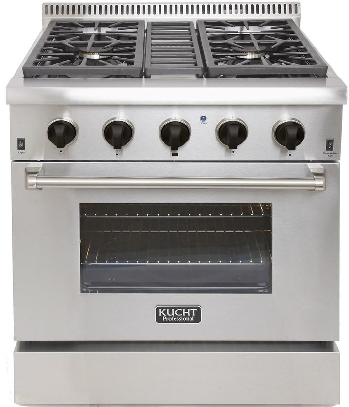 Kucht Professional 30 in. Natural Gas Burner/Electric Oven Range in Stainless Steel with Color Knobs, KRD306F / KRD306/LP