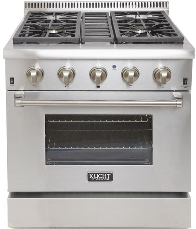 Kucht Professional 30 in. Natural Gas Burner/Electric Oven Range in Stainless Steel with Color Knobs, KRD306F / KRD306/LP