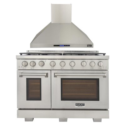 Kucht Appliance Package - 48 inch Propane Gas Range in Stainless Steel and Wall Range Hood, AP-KFX480/LP