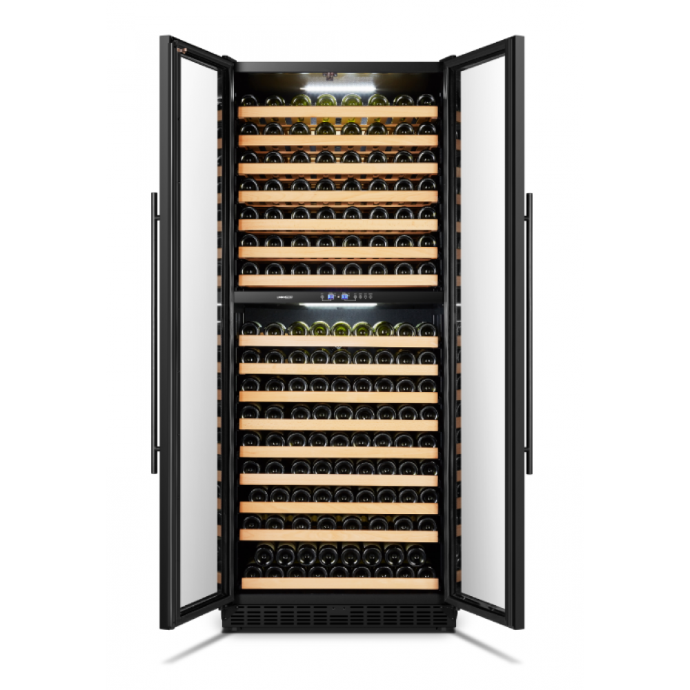 LanboPro LP328D  Black Dual Zone Wine Cooler French Doors - 287 Bottle Capacity