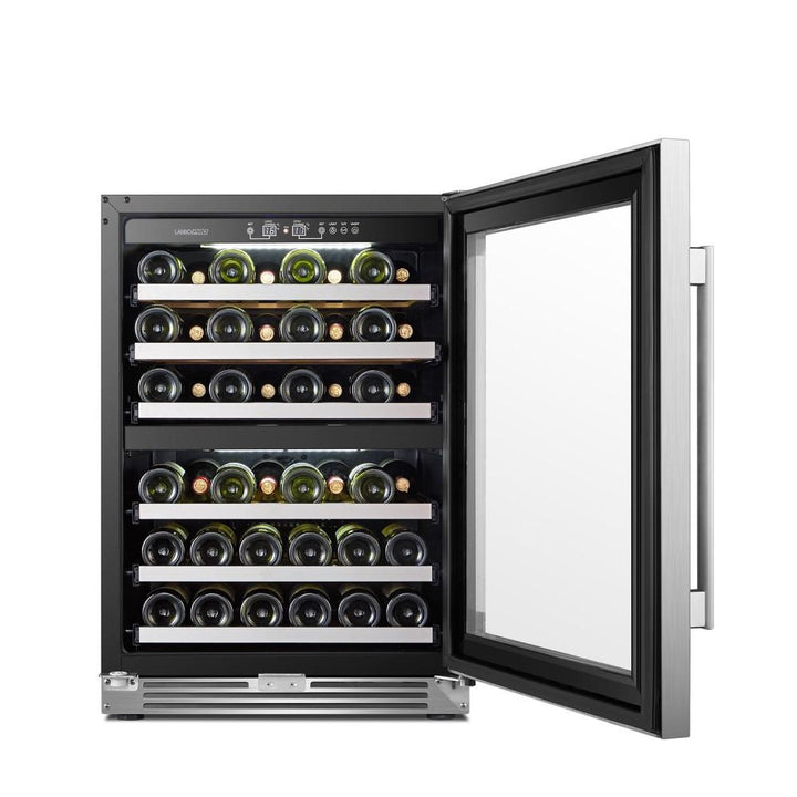 LanboPro LP54D 24 Inch - 44 Bottle Stainless Steel Dual Zone Compressor Wine Cooler