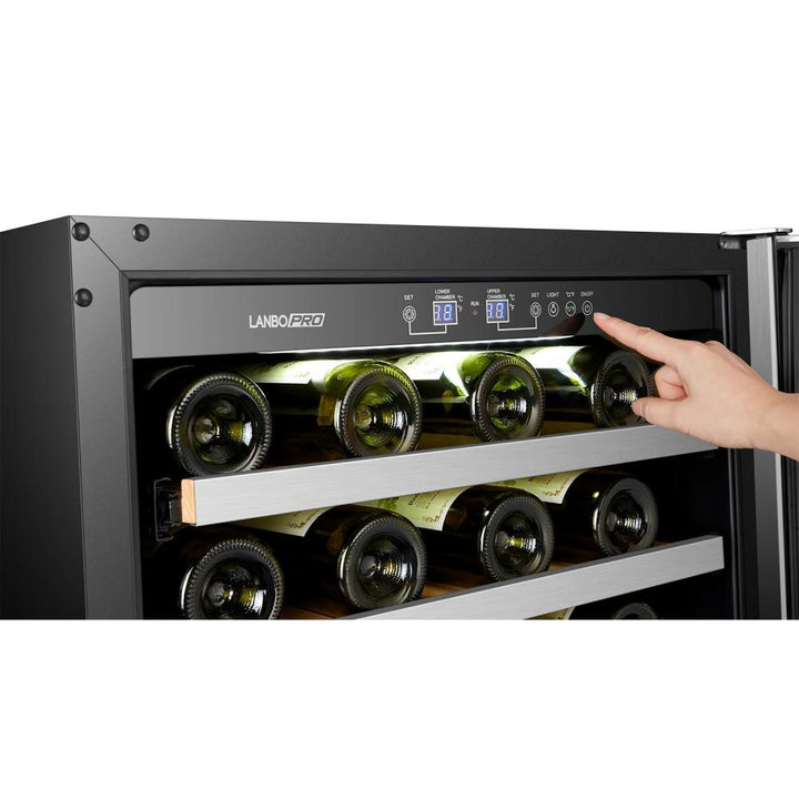 LanboPro LP54D 24 Inch - 44 Bottle Stainless Steel Dual Zone Compressor Wine Cooler