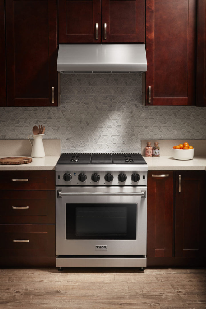 Thor Kitchen Appliance Package - 30 Inch Natural Gas Range, Range Hood, Refrigerator, Dishwasher, AP-LRG3001U-3