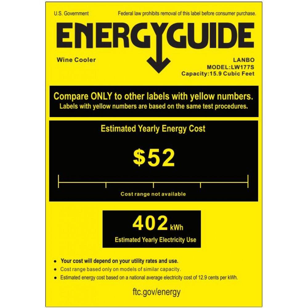 Lanbo LW177S Single Zone (Built In or Freestanding) Compressor Wine Cooler - 171 Bottle Capacity