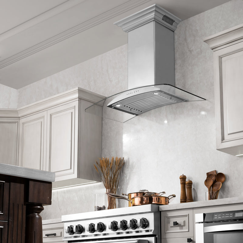 ZLINE Wall Mount Range Hood in Stainless Steel with Built-in CrownSound® Bluetooth Speakers (KNCRN-BT)