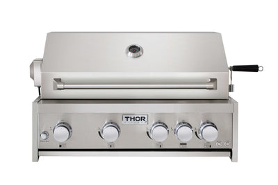 Thor Kitchen 32 Inch 4-Burner Gas BBQ Grill with Rotisserie in Stainless Steel (MK04SS304)