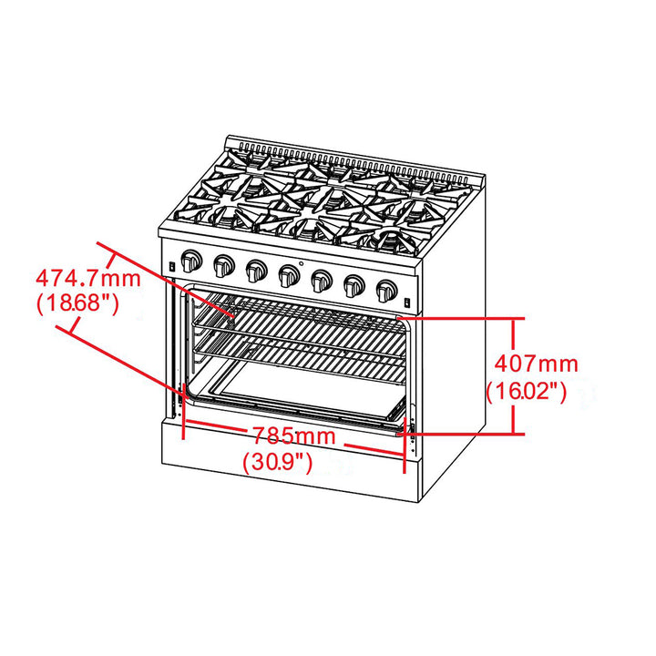 Forno 36 Inch Galiano Gas Burner / Electric Oven in Stainless Steel 6 Italian Burners (FFSGS6156-36)