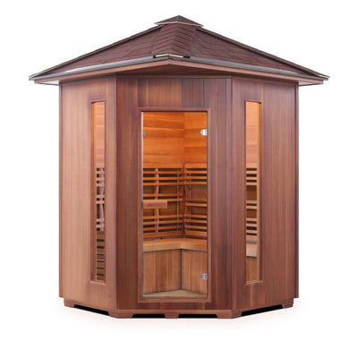 Enlighten Sunrise 4 Person Corner Dry Traditional Outdoor Sauna T-17379