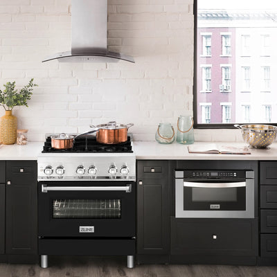 ZLINE 30" 4.0 cu. ft. Dual Fuel Range with Gas Stove and Electric Oven in Stainless Steel (RA-30)