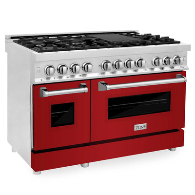 ZLINE 48" 6.0 cu. ft. Dual Fuel Range with Gas Stove and Electric Oven in Stainless Steel (RA-48)