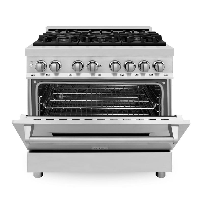 ZLINE 36" 4.6 cu. ft. Dual Fuel Range with Gas Stove and Electric Oven in Stainless Steel (RA-36)
