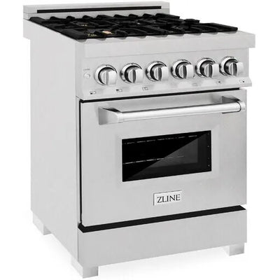 ZLINE 24" 2.8 cu. ft. Dual Fuel Range with Gas Stove and Electric Oven in DuraSnow® Stainless Steel (RAS-24)