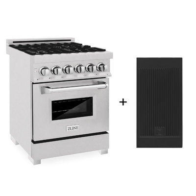 ZLINE Electric Oven and Gas Cooktop Dual Fuel Range with Reversible Griddle in DuraSnow® Stainless Steel (RAS-SN-GR)
