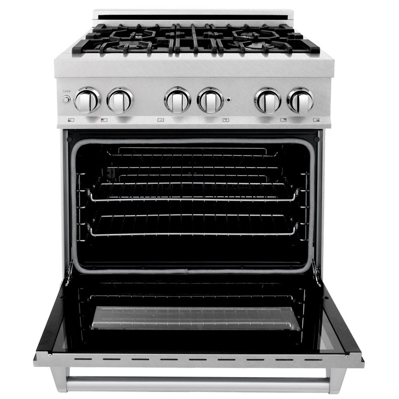 ZLINE Electric Oven and Gas Cooktop Dual Fuel Range with Reversible Griddle in DuraSnow® Stainless Steel (RAS-SN-GR)