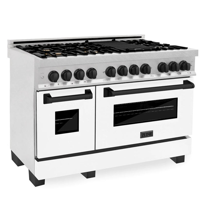 ZLINE Autograph Edition 24", 30", 36", 48", 60" Dual Fuel Range with Gas Stove and Electric Oven in White Matte with Accents (RASZ-WM)