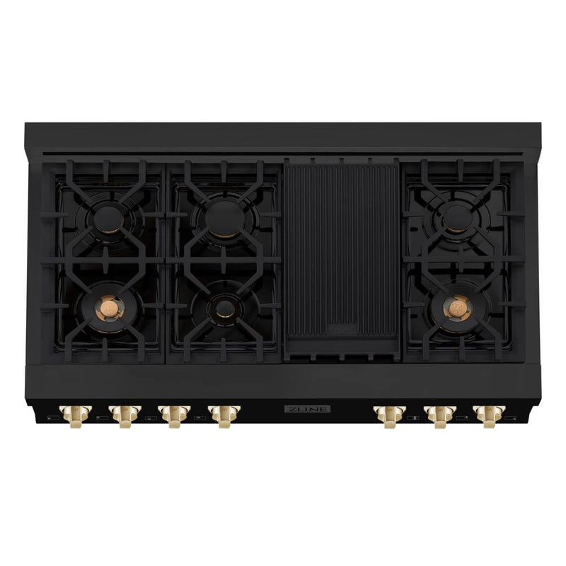 ZLINE 30", 36", 48" Autograph Edition Porcelain Rangetop in Black Stainless Steel with Accents (RTBZ)