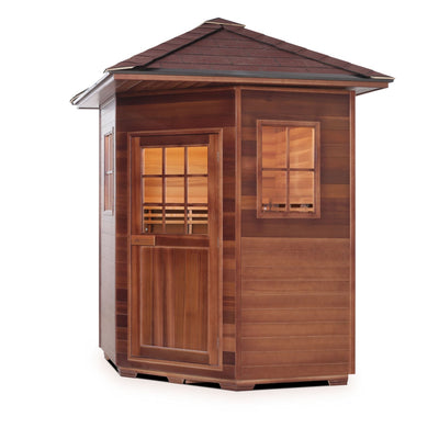 Enlighten Moonlight 4 Person Corner Dry Traditional Outdoor Sauna T-16379