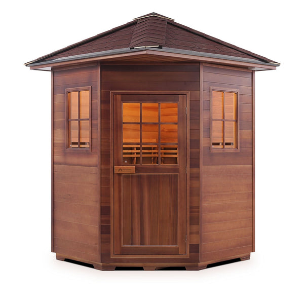 Enlighten Moonlight 4 Person Corner Dry Traditional Outdoor Sauna T-16379