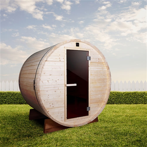 ALEKO Outdoor and Indoor White Pine Barrel Sauna - 5 Person - 4.5 kW ETL Certified Heater SB5PINE-AP