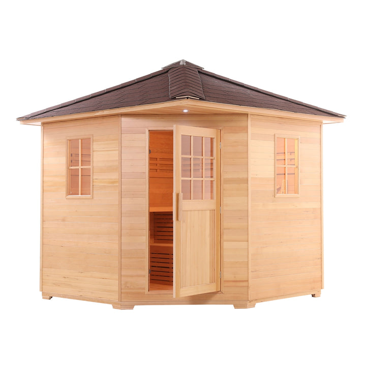 ALEKO Canadian Hemlock Wet Dry Outdoor Sauna with Asphalt Roof - 6 kW ETL Certified Heater - 5 Person SKD5HEM-AP