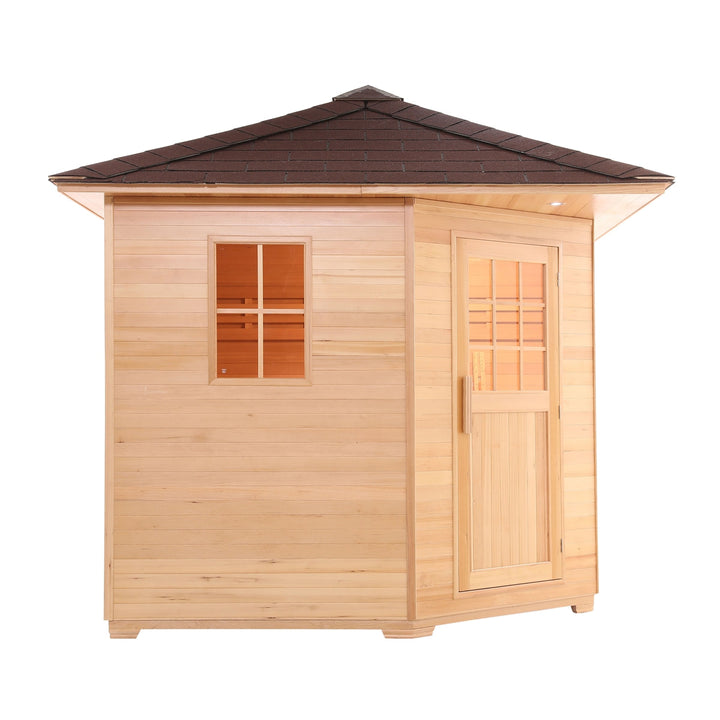 ALEKO Canadian Hemlock Wet Dry Outdoor Sauna with Asphalt Roof - 6 kW ETL Certified Heater - 5 Person SKD5HEM-AP