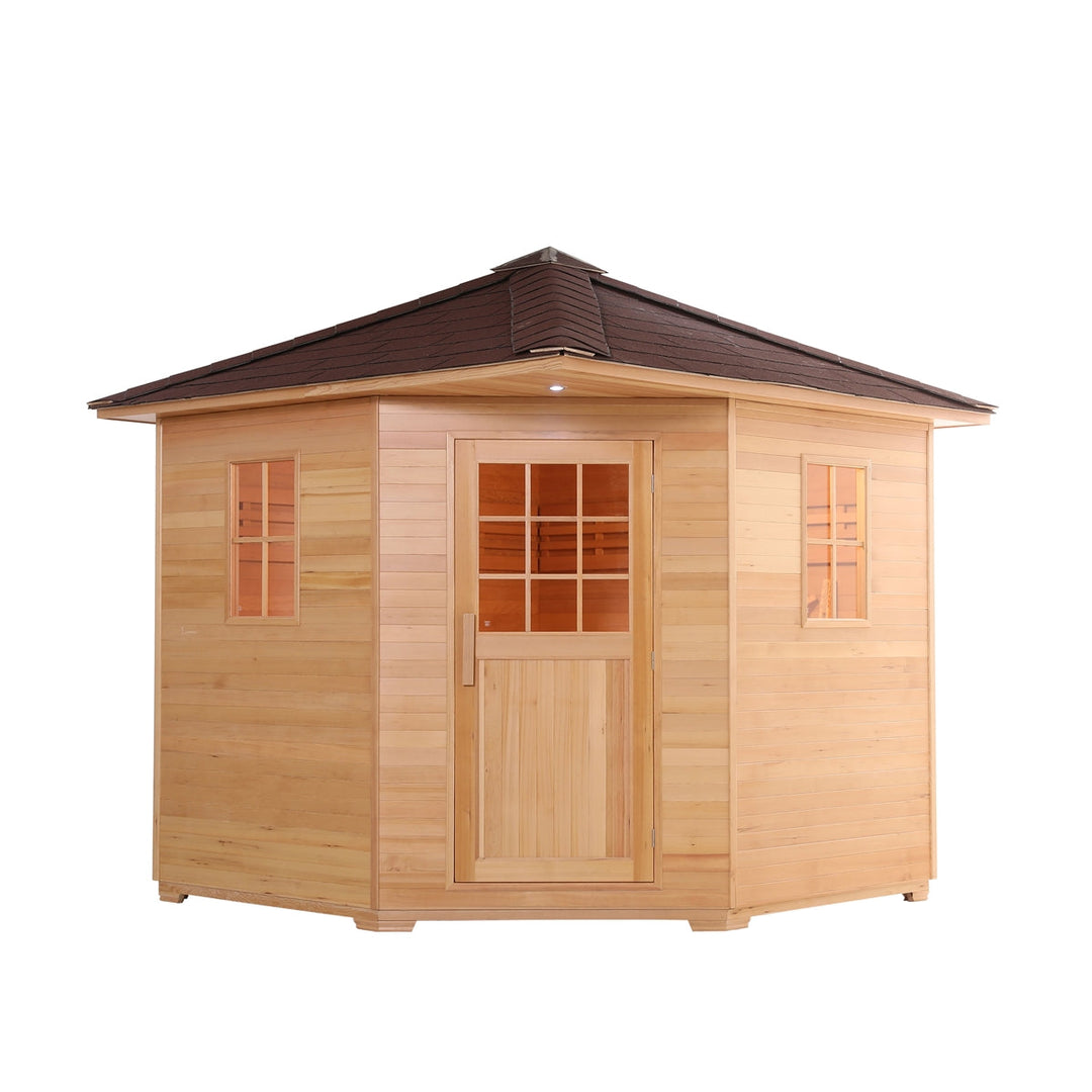 ALEKO Canadian Hemlock Wet Dry Outdoor Sauna with Asphalt Roof - 6 kW ETL Certified Heater - 5 Person SKD5HEM-AP