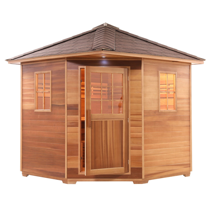 ALEKO Wet Dry Outdoor Sauna with Asphalt Roof - 6-9 kW ETL Certified Heater - 5-8 Person SKD5RCED-AP / SKD8RCED-AP / SKD5HEM-AP / SKD8HEM-AP