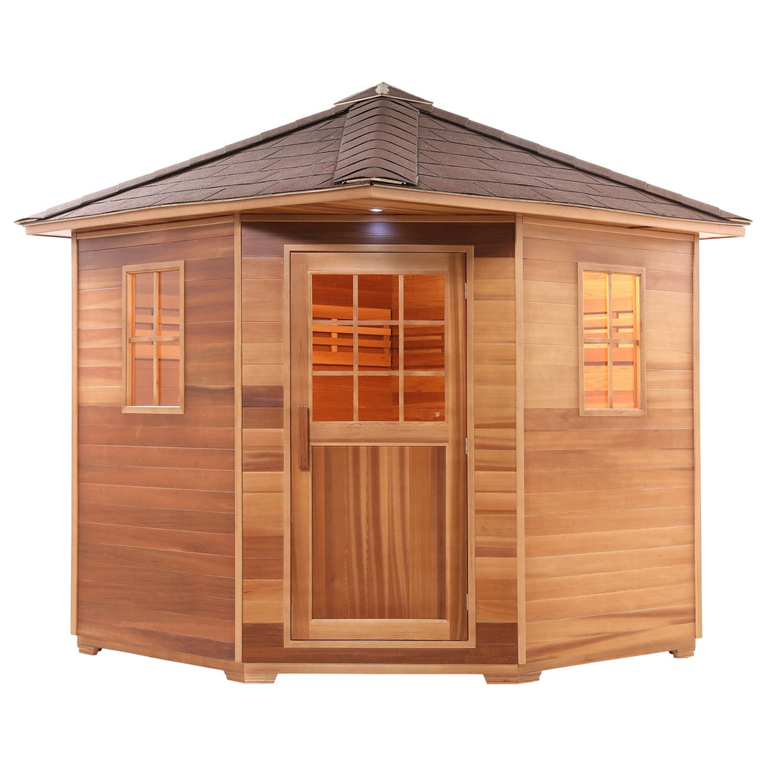 ALEKO Wet Dry Outdoor Sauna with Asphalt Roof - 6-9 kW ETL Certified Heater - 5-8 Person SKD5RCED-AP / SKD8RCED-AP / SKD5HEM-AP / SKD8HEM-AP