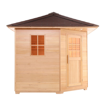 ALEKO Canadian Hemlock Wet Dry Outdoor Sauna with Asphalt Roof - 9 kW ETL Certified Heater - 8 Person SKD8HEM-AP
