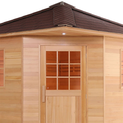 ALEKO Canadian Hemlock Wet Dry Outdoor Sauna with Asphalt Roof - 9 kW ETL Certified Heater - 8 Person SKD8HEM-AP