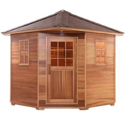 ALEKO Canadian Cedar Wet Dry Outdoor Sauna with Asphalt Roof - 9 kW ETL Certified Heater - 8 Person SKD8RCED-AP