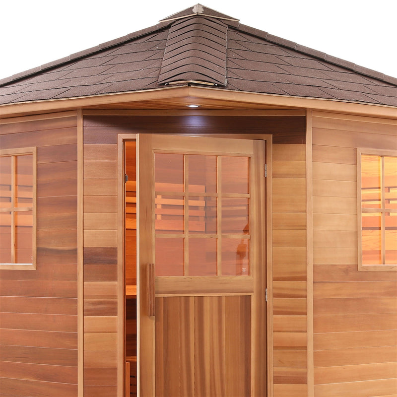 ALEKO Canadian Cedar Wet Dry Outdoor Sauna with Asphalt Roof - 9 kW ETL Certified Heater - 8 Person SKD8RCED-AP