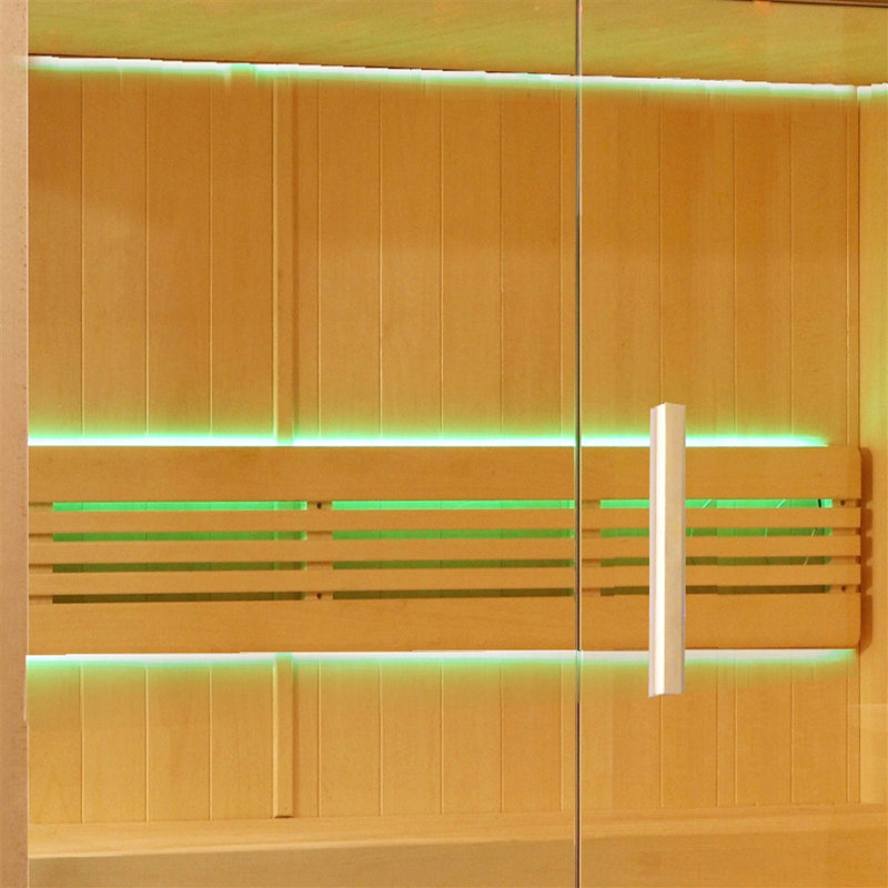 ALEKO Canadian Hemlock Indoor Wet Dry Sauna with LED Lights - 4.5 kW ETL Certified Heater - 4 Person STHE4INNY-AP